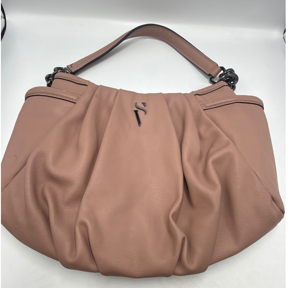 Simply Vera Vera Wang Dusty Rose Pink Pleated Hobo Shoulder Bag Gunmetal Chain